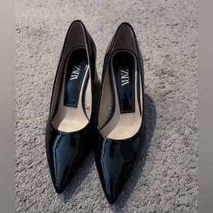 Zara Shiny Black Heels